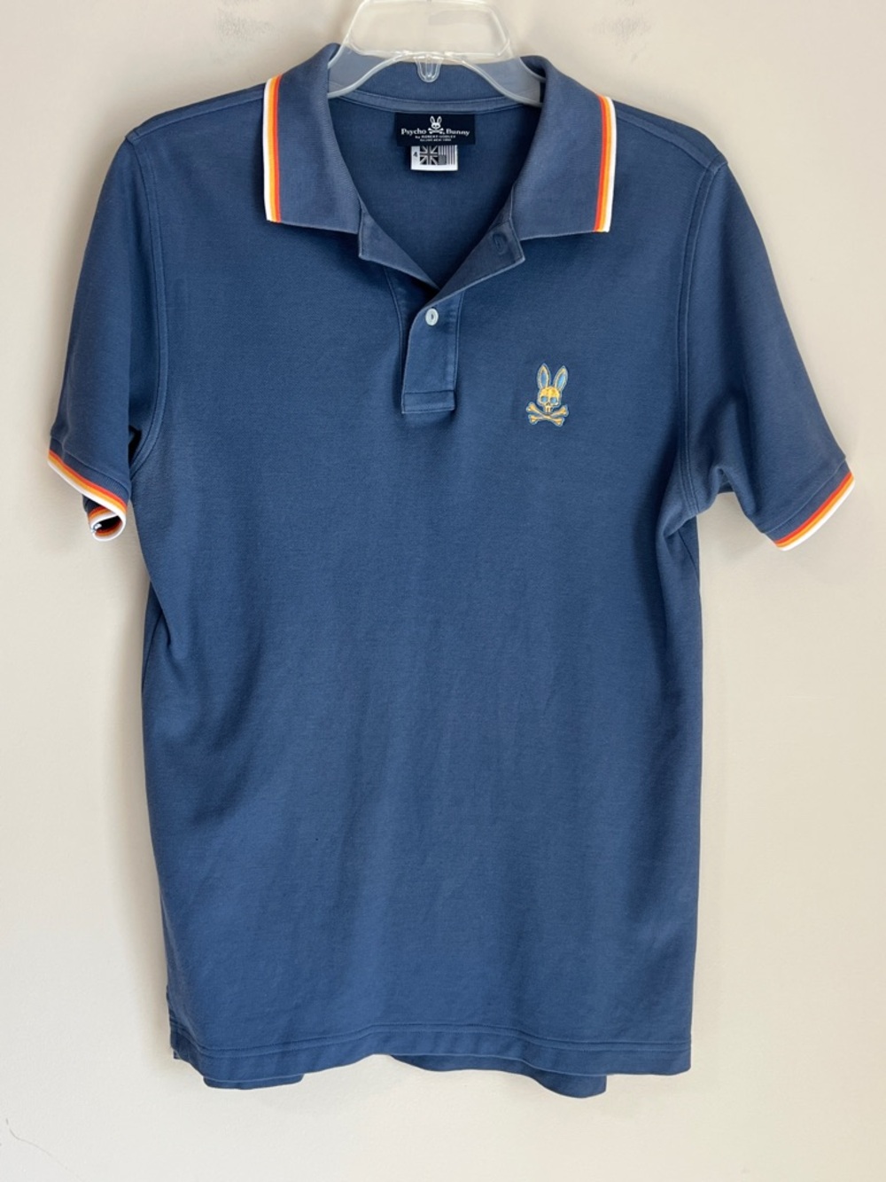 PSYCO BUNNY POLO SHIRT MENS SIZE 4 (small) Short Sleeve Pima Cotton Rainbow